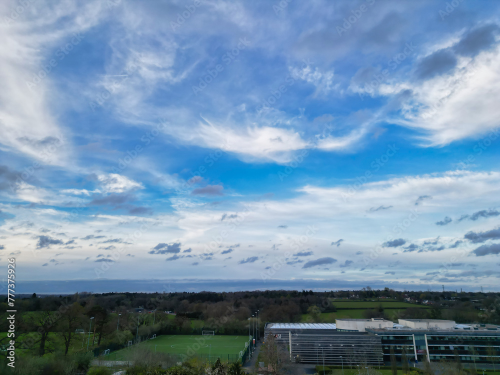 High Angle View of Harefield Town London, Uxbridge, England. United Kingdom During Sunset. April 3rd, 2024