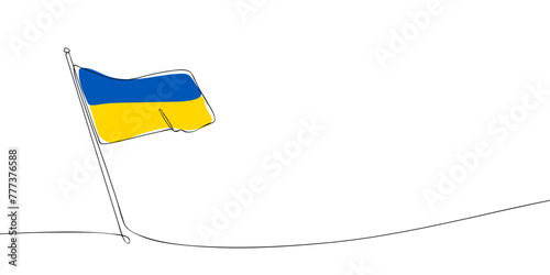 A single line drawing of a Ukrainian flag. Continuous line Ukraine icon. One line icon. Vector illustration