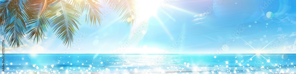 Abstract background with beach and palm trees.