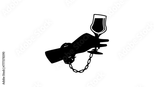 alcohol addiction, black isolated silhouette
