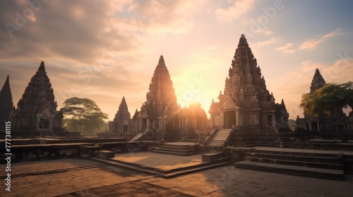 Prambanan temple travel and architecture background