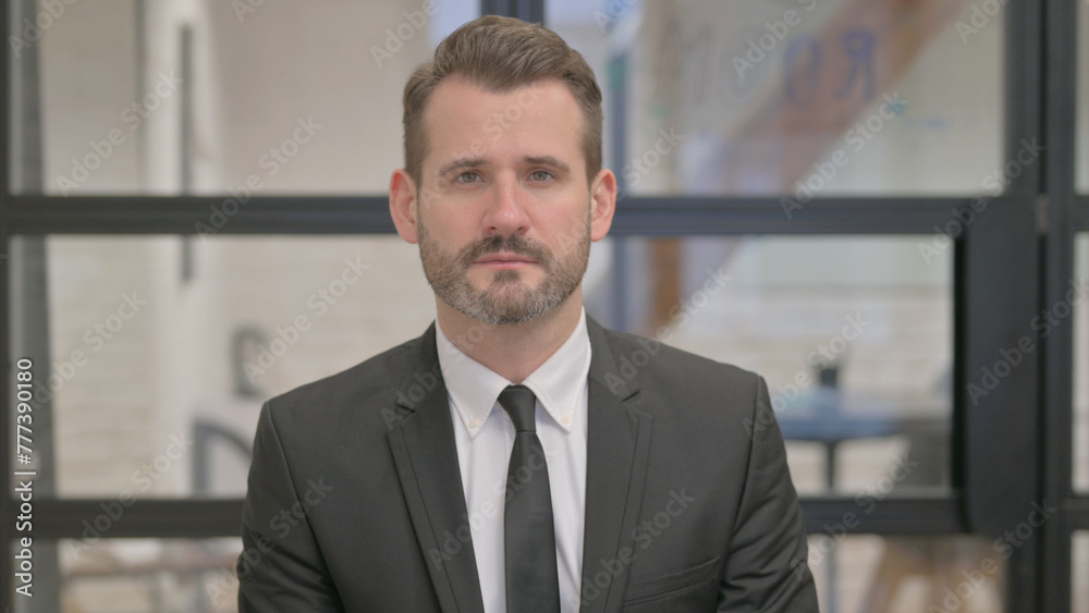 Fototapeta premium Portrait of Serious Middle Aged Businessman