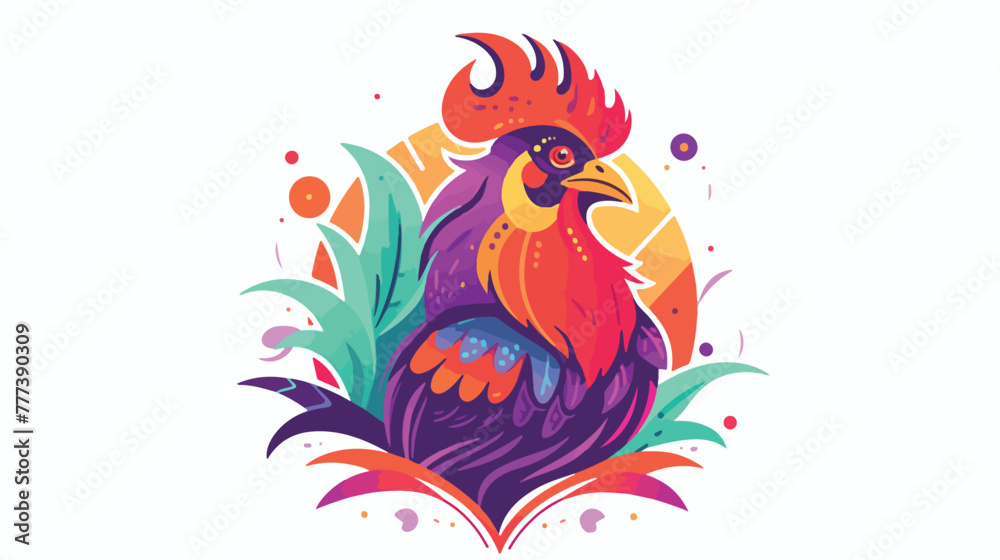 Illustration of a rooster in 2017. Vector illustrat