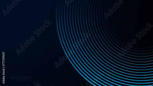 Modern blue abstract horizontal banner background with glowing geometric lines. Shiny blue diagonal rounded lines pattern. Futuristic concept. Suitable for covers, banners, brochures, presentations