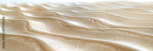 A closeup of sand ripples on the beach, sand beach texture background, beige sand beach, banner, flat lay