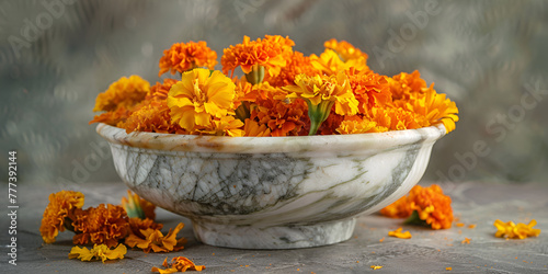 Natural elegance Marigold and Zendo flowers bloom photo