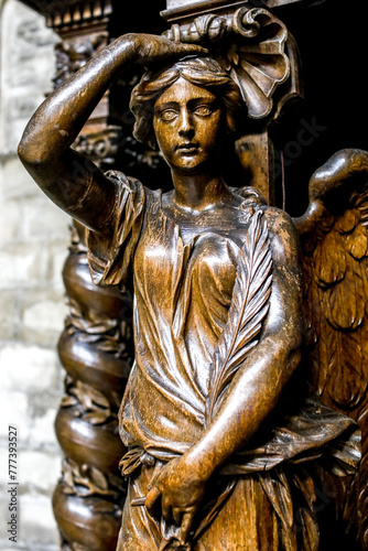 Saints Michael & Gudule cathedral, Brussels, Belgium. Confession box statue
