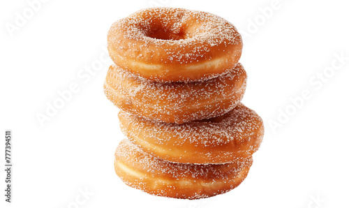 Stack of  plain doughnuts wi     confectionery topping. Isolated on transparent background. Illustration for print  design  menu  cafe. Birthday sweets. 