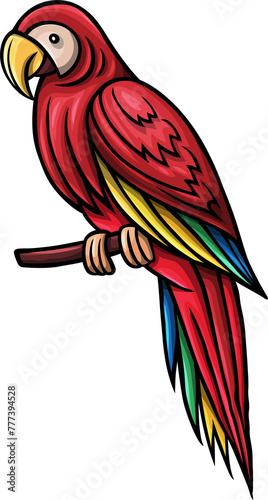 Cute Ara parrot bird funny cartoon clipart illustration (ID: 777394528)