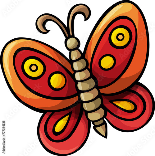 Cute butterfly funny cartoon clipart illustration (ID: 777394531)