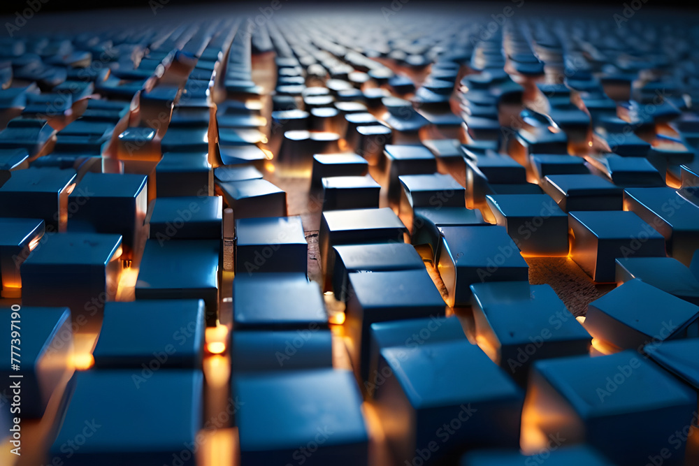 Obraz premium pattern of blue cubes arranged randomly