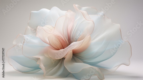 Peach-toned peony with drapery effect. Artistic floral photography. © Julia Jones