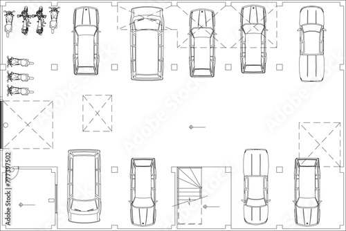 Adobe Illustrator Artwork vector design sketch illustration architectural engineering drawing detail Luxury Apartment Building Project parking lot