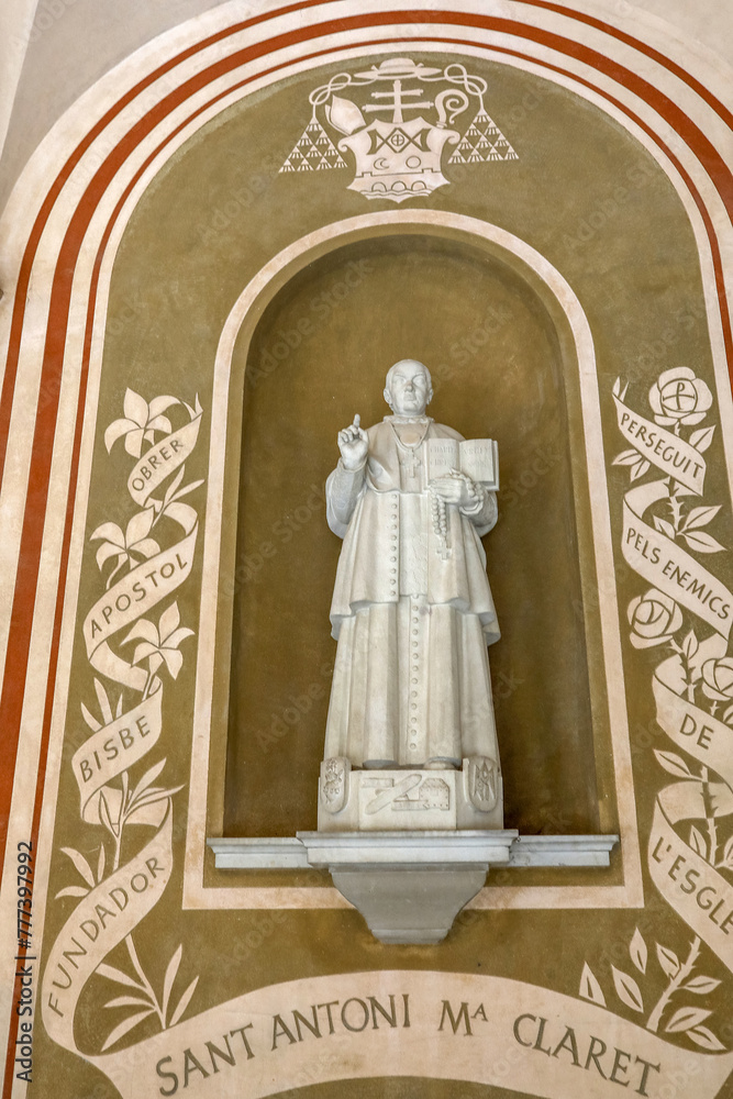 Montserrat monastery, Catalonia, Spain. Saint Anthony Mary Claret statue
