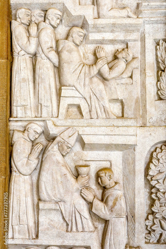 Montserrat monastery, Catalonia, Spain. Reliefs