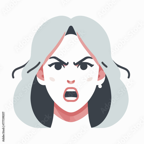 Vector image of an angry woman's expression