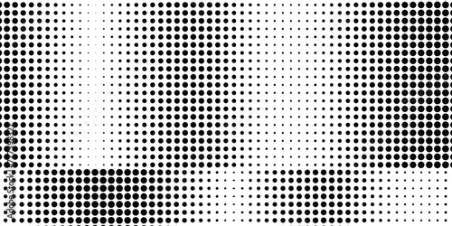 Halftone black and white grunge. Texture of dots scattered on a white background. Abstract pattern in vintage art style print on business cards, badges, labels..