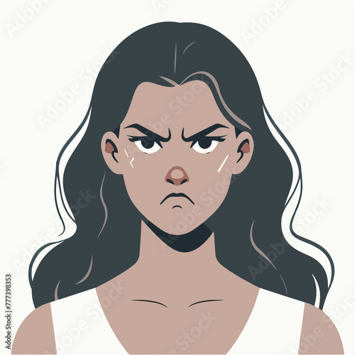 Vector image of an angry woman's expression