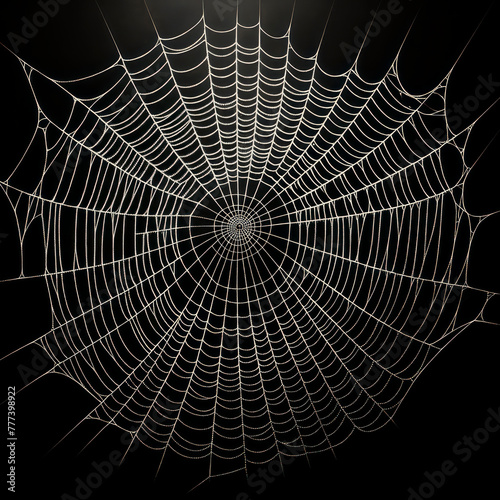 A detailed spider web on a dark background  illustrating the concept of intricacy and natural engineering. Generative AI