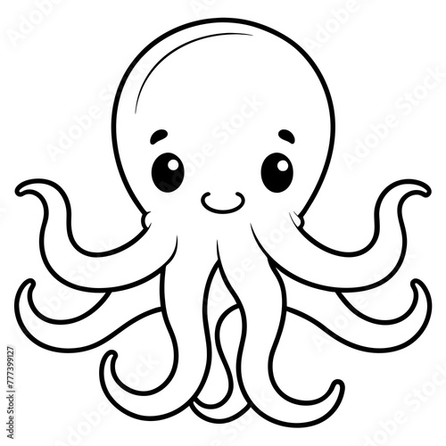 simple octopus drawing- vector illustration