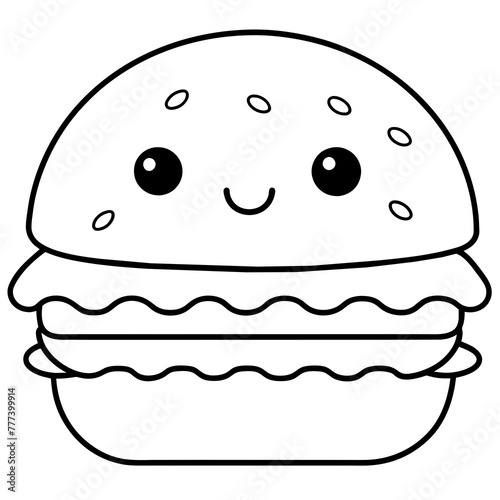 yummy cute burger - vector illustration