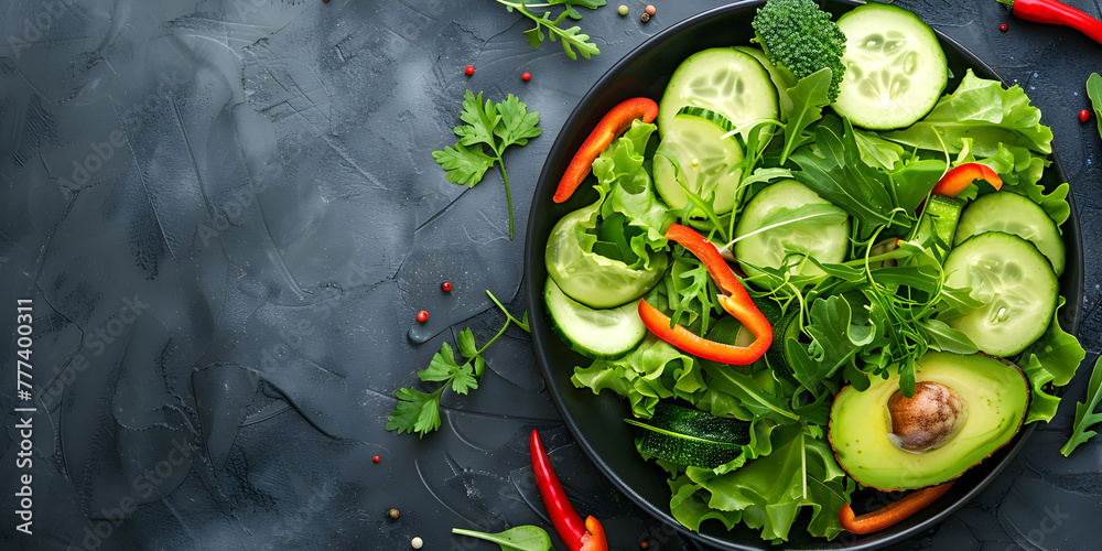 Vibrant Garden-Fresh Vegetable Salad with Creamy Avocado and Crisp Cucumber Slices Vibrant Garden-Fresh Vegetable Salad with Creamy Avocado and Crisp Cucumber Slices