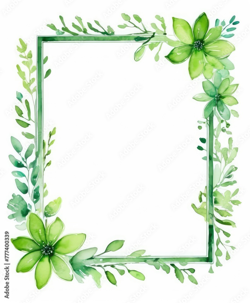 Immerse yourself in nature with our watercolor green floral frame mockup