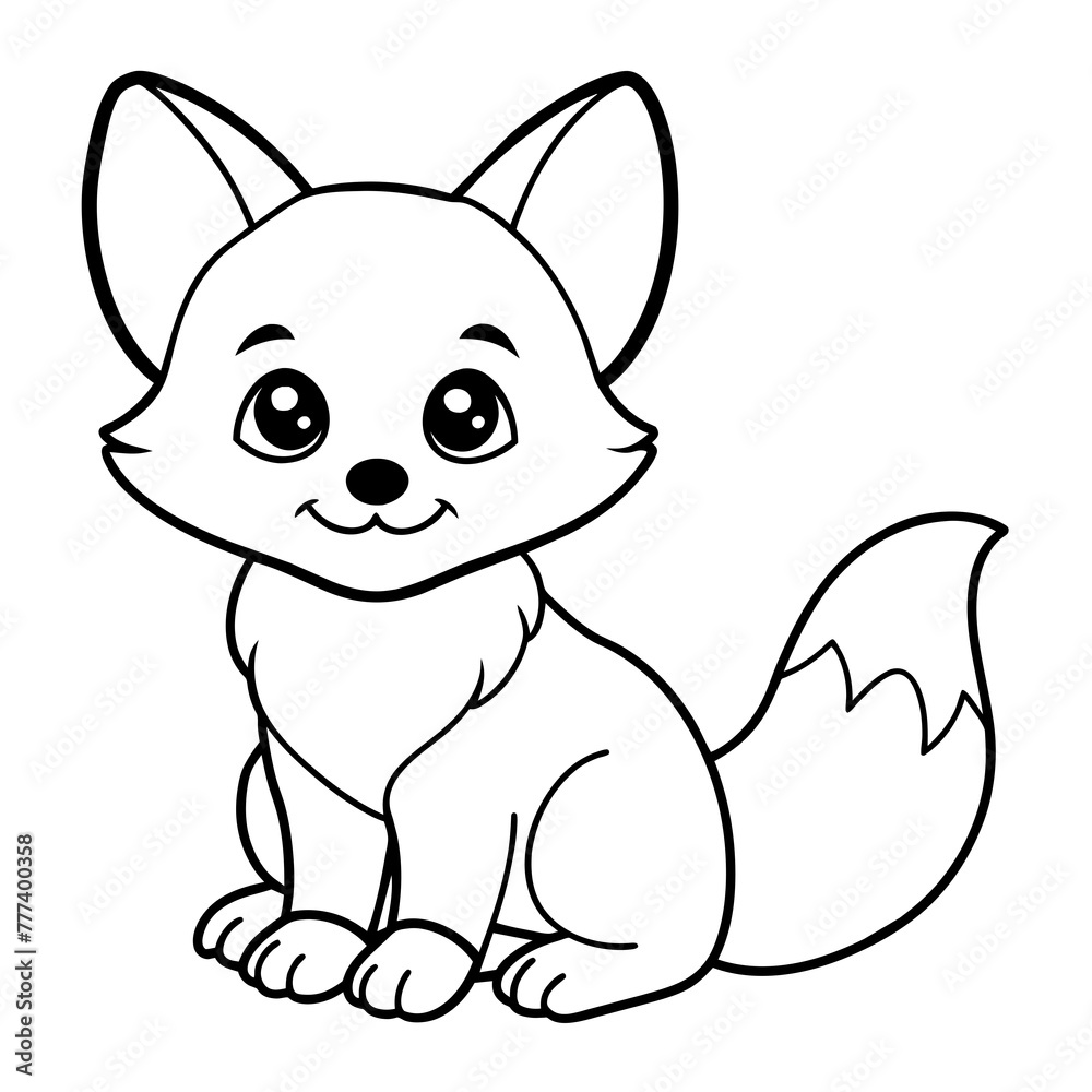 sitting fox - vector illustration