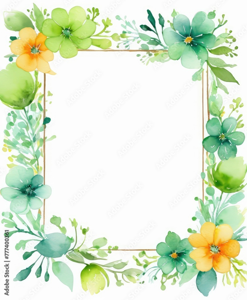 Obraz premium Immerse yourself in nature with our watercolor green floral frame mockup