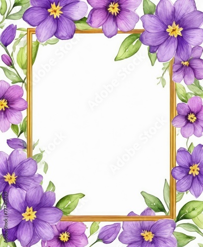 Immerse yourself in beauty with our watercolor purple floral frame mockup