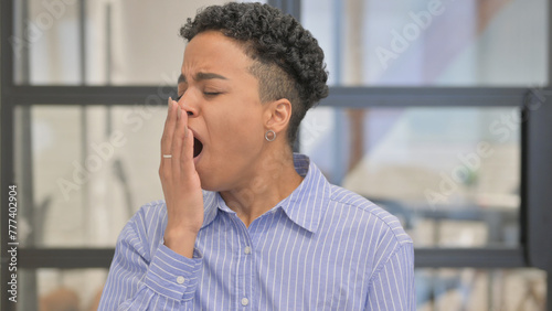 Portrait of Yawning Tired African Woman