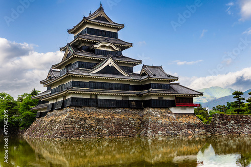 Japanese Matsumoto Castle in Nagano prefecture on a blue sky  spring day