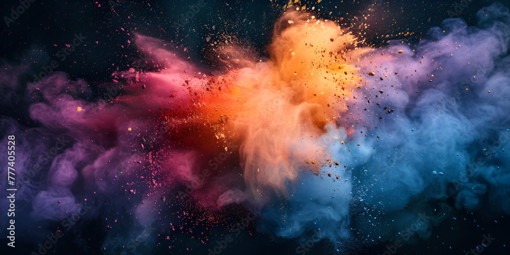 Fototapeta premium Colorful Holi powder colors with splash 