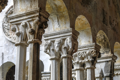 Franciscan monastery, Dubrovnik, Croatia. Cloister capitals