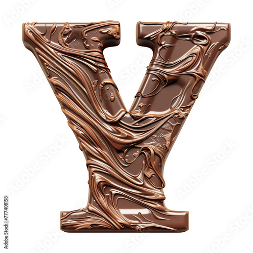 The letter Y is made of chocolate and has a messy, wavy appearance