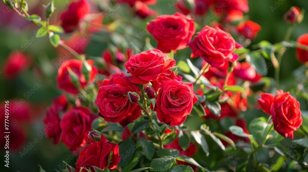 There are a lot of red spray roses There are a lot of red spray roses