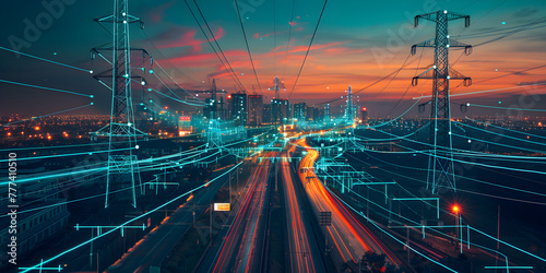 High Power Electricity Poles in Urban Areas Connected for Efficient Energy Distribution