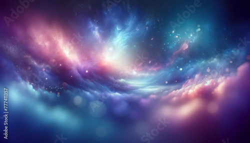 An artistic depiction of a nebula in space, with vibrant blue and pink hues, set on a cosmic background, illustrating the concept of a fantasy galaxy. Generative AI