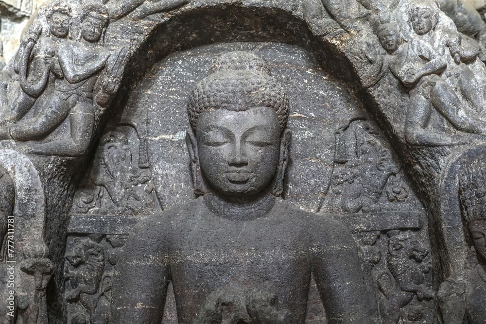 Ellora caves, a UNESCO World Heritage Site in Maharashtra, India. Cave 10.  Teaching Buddha,