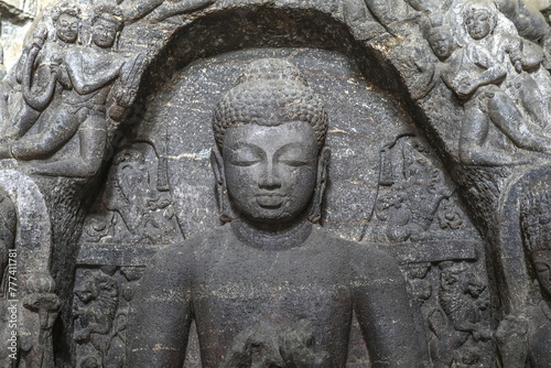 Ellora caves, a UNESCO World Heritage Site in Maharashtra, India. Cave 10. Teaching Buddha,