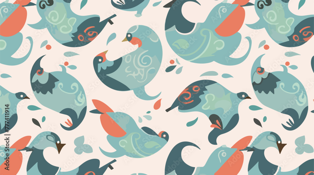 Javanese Batik bird icon Seamless Pattern vector im