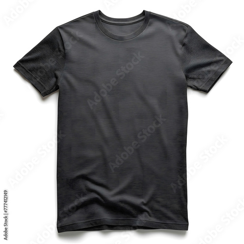 Black clean t-shirt without background. Ready for mockup. Transparent PNG inside