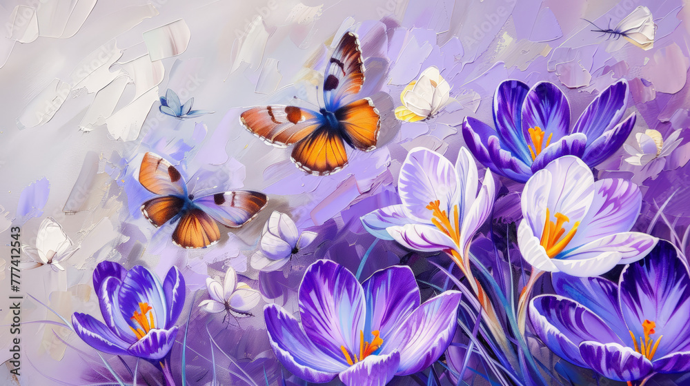 Fototapeta premium flowers and butterflies