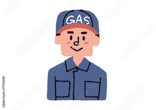 ガソリンスタンドの店員のイラスト
