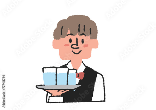 ファミリーレストランの店員のイラスト