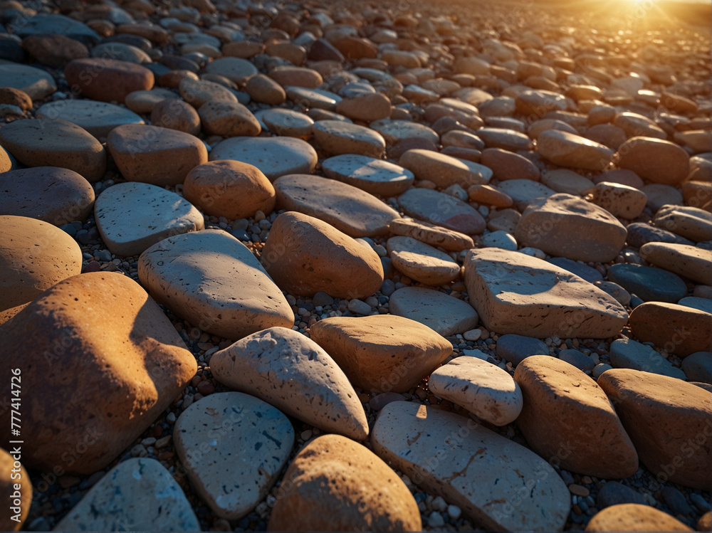 Fototapeta premium Nature's Colorful Pebble Tapestry - A Kaleidoscope of Textures