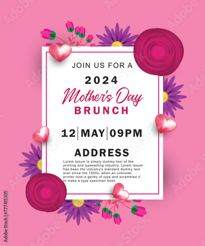 Mother's day invitation party poster template