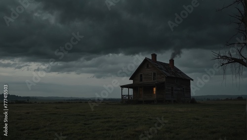 Eerie Twilight at an Abandoned Farmhouse