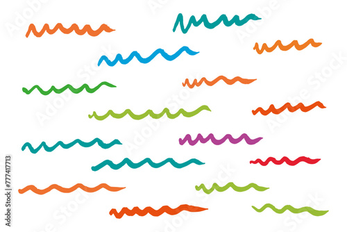 Colorful Wavy Lines Hand-drawn Set