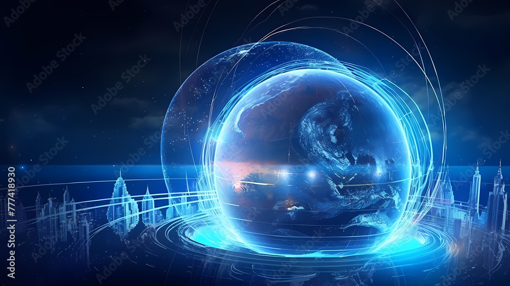 Obraz premium Abstract technology blue earth